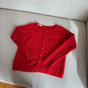 Sezane Gaspard Mohair Cardigan in Red